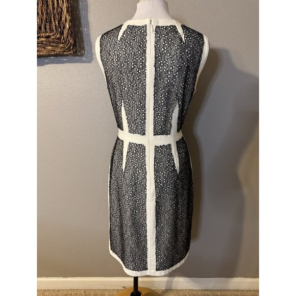 BCBGMaxAzria Rumor Dress 12 Ivory Black Stretch Sheath Sleeveless Career Church - Picture 7 of 15